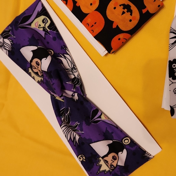 Halloween Themed Handmade Cotton/Polyester Spandex Head Bands - set of 4 - Picture 2 of 13